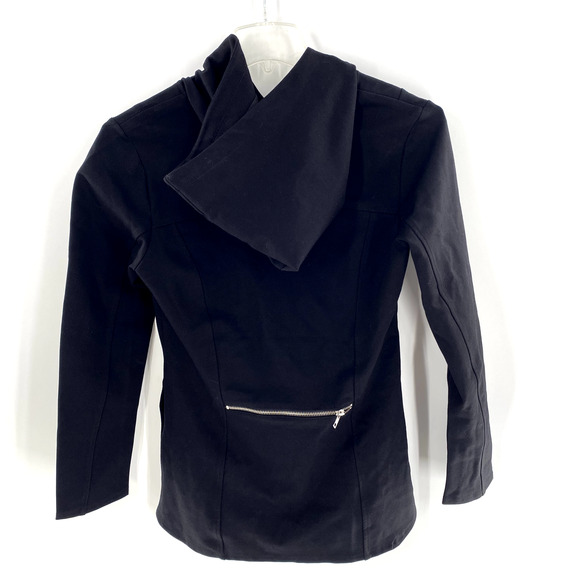 Betabrand Work Hard Play Hard Hooded Asymmetrical Zip Jacket Black Sz S Athletic - Picture 2 of 14